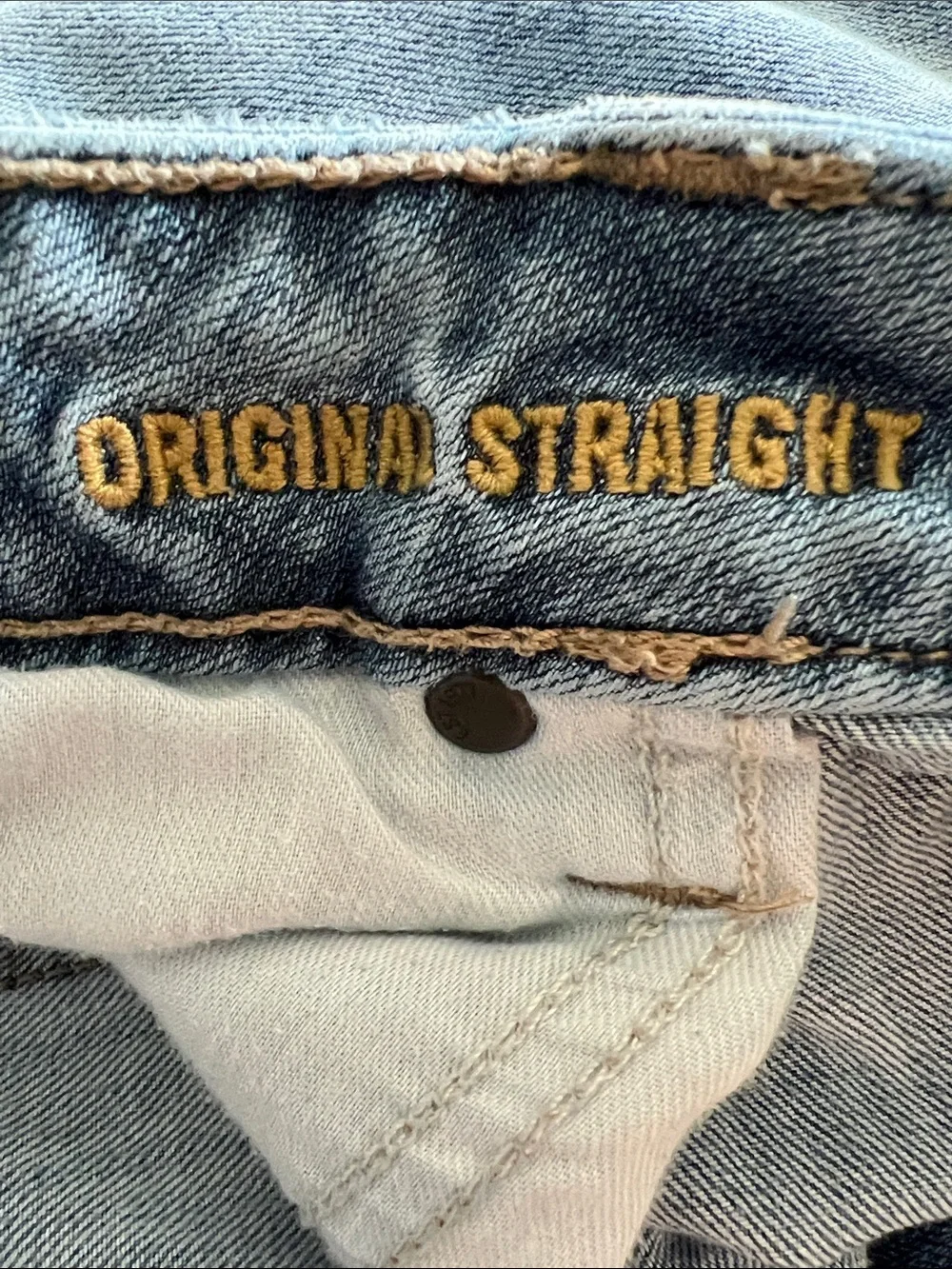 American Eagle Mens 36x32 Original Straight Jeans Light Wash Easyflex Denim